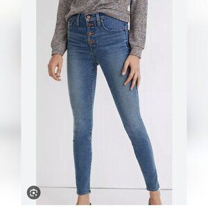MADEWELL | 10" High Rise Skinny Jeans in Dewitt Wash Button Fly Size 25